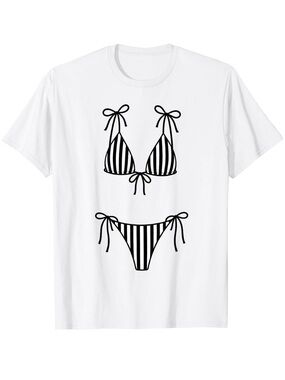 Black Striped Bikini Graphic Tee (oversized)